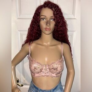 Victoria's Secret 36C Gold Floral Dream Angels Push-Up Unlined Lace Bra